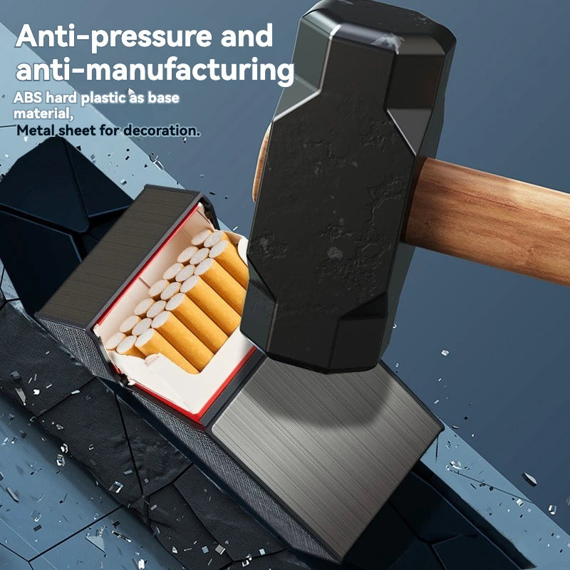 Portable Cigarette Case Metal Smoking Cigarette Box 20pcs Capacity Tobacco Holder Cigarettes Pack Cover Storage Box Men's Gadget
