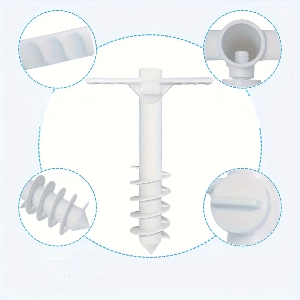 1pcs Beach Anchor Plastic With Five Spirals Beach Umbrella Inserted Outdoor Sunshade Courtyard Terrace Party Umbrella Fixed Base