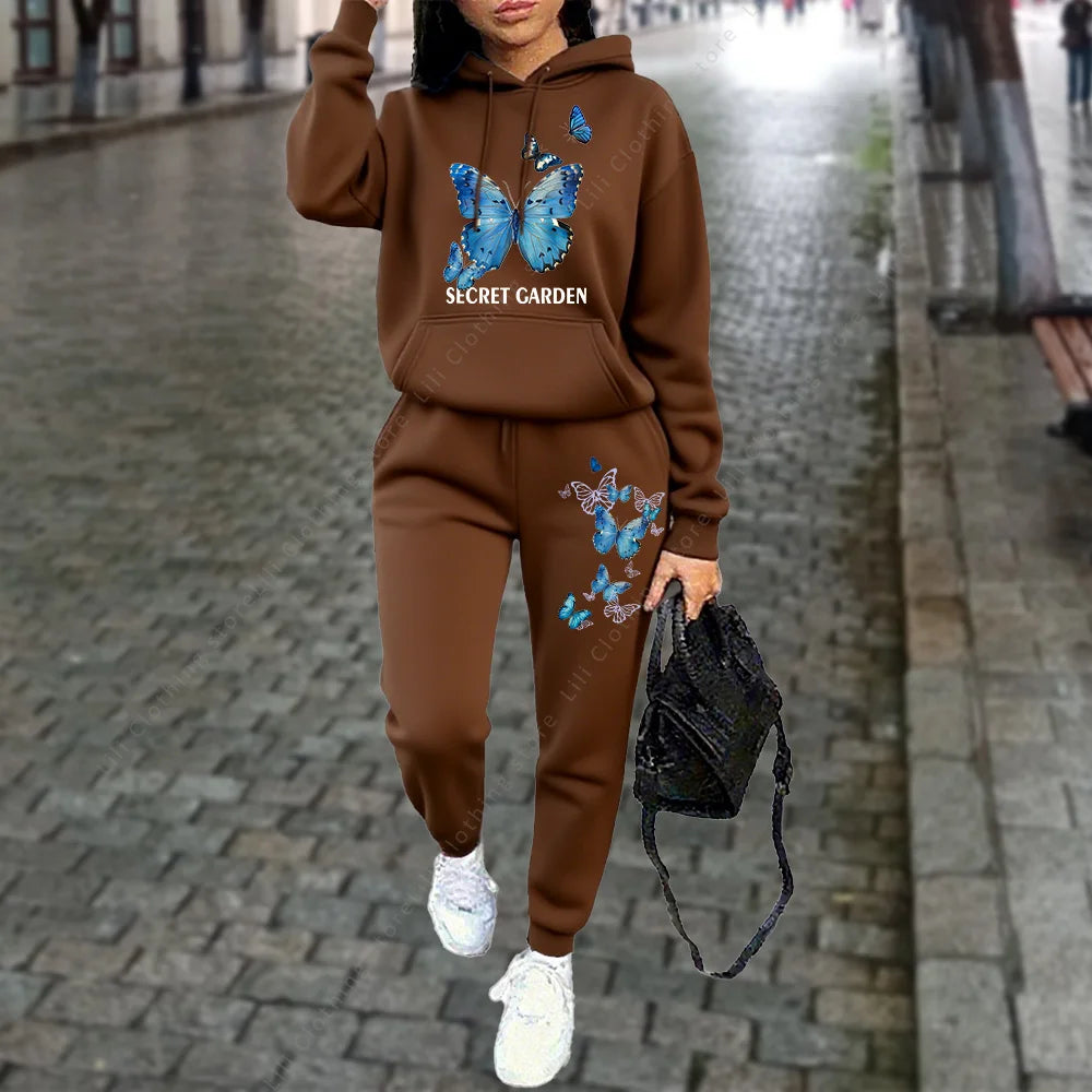 Autumn Winter Women Tracksuit Hoodies Pants Two Piece Sweatshirt Sweatpant Jogging Sports Suit Outfits Woman Clothing Aesthetic