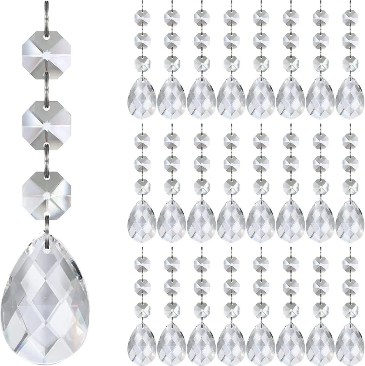 30pcs Christmas Tree Decorations Transparent Acrylic Crystal Hangings For Xmas New Year Wedding Venue Decor DIY Accessories