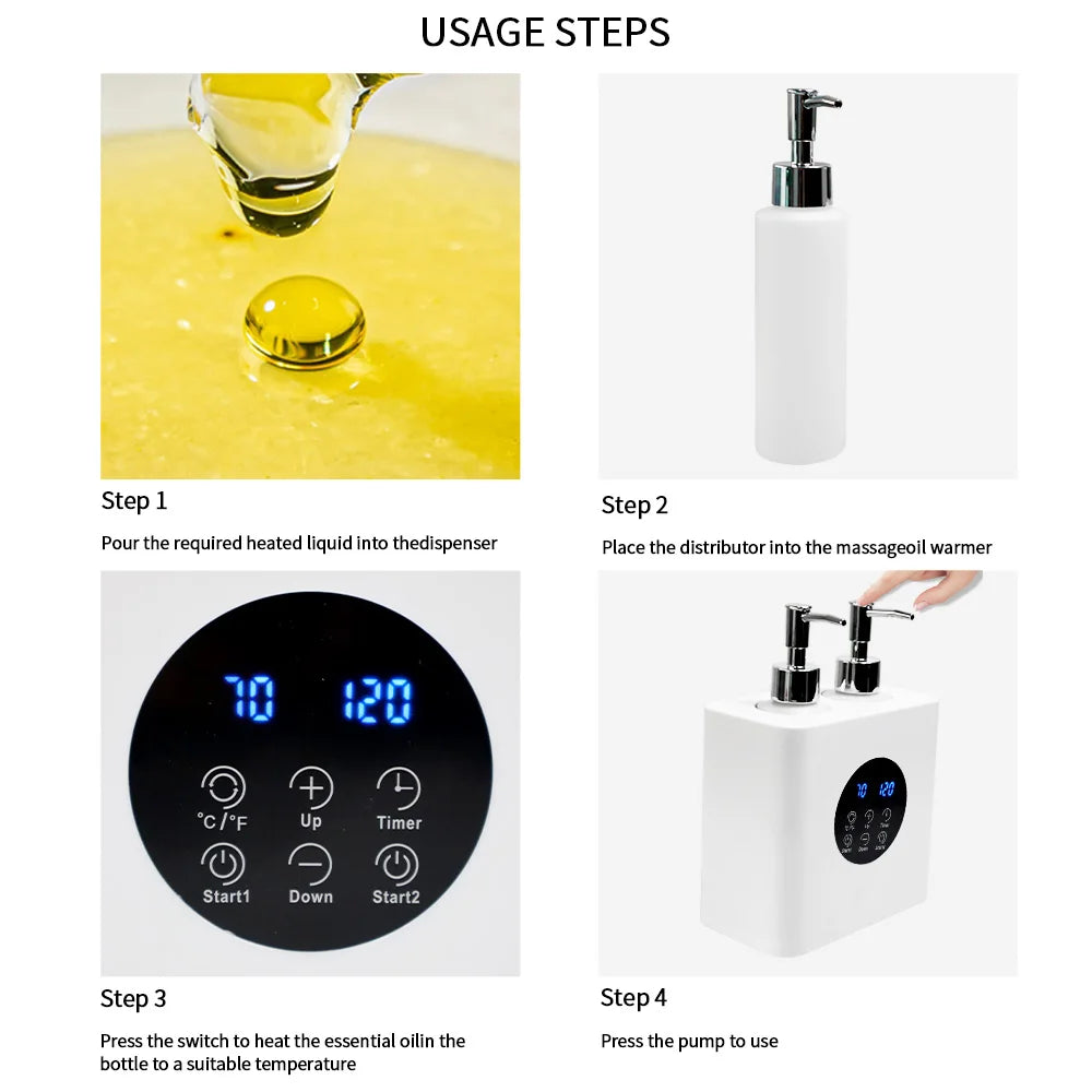 Double Bottle Massage Oil Heater Electric Lotion Cream Heater LED Display Baby Bottles Sub Bottled For Family Professional Salon