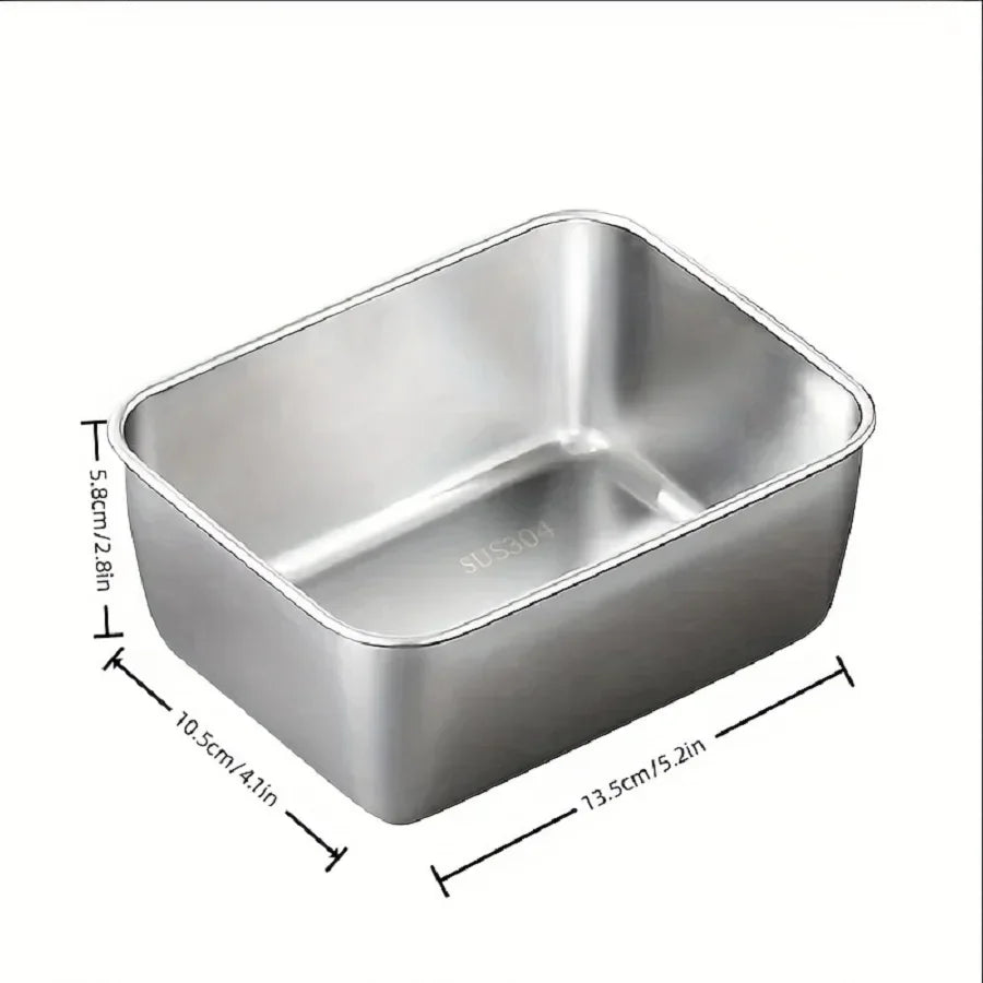 Stainless Steel Fresh-Keeping Box with Sealed Lid, Thickened Small Lunch Box, Camping Food Packaging and Storage Box