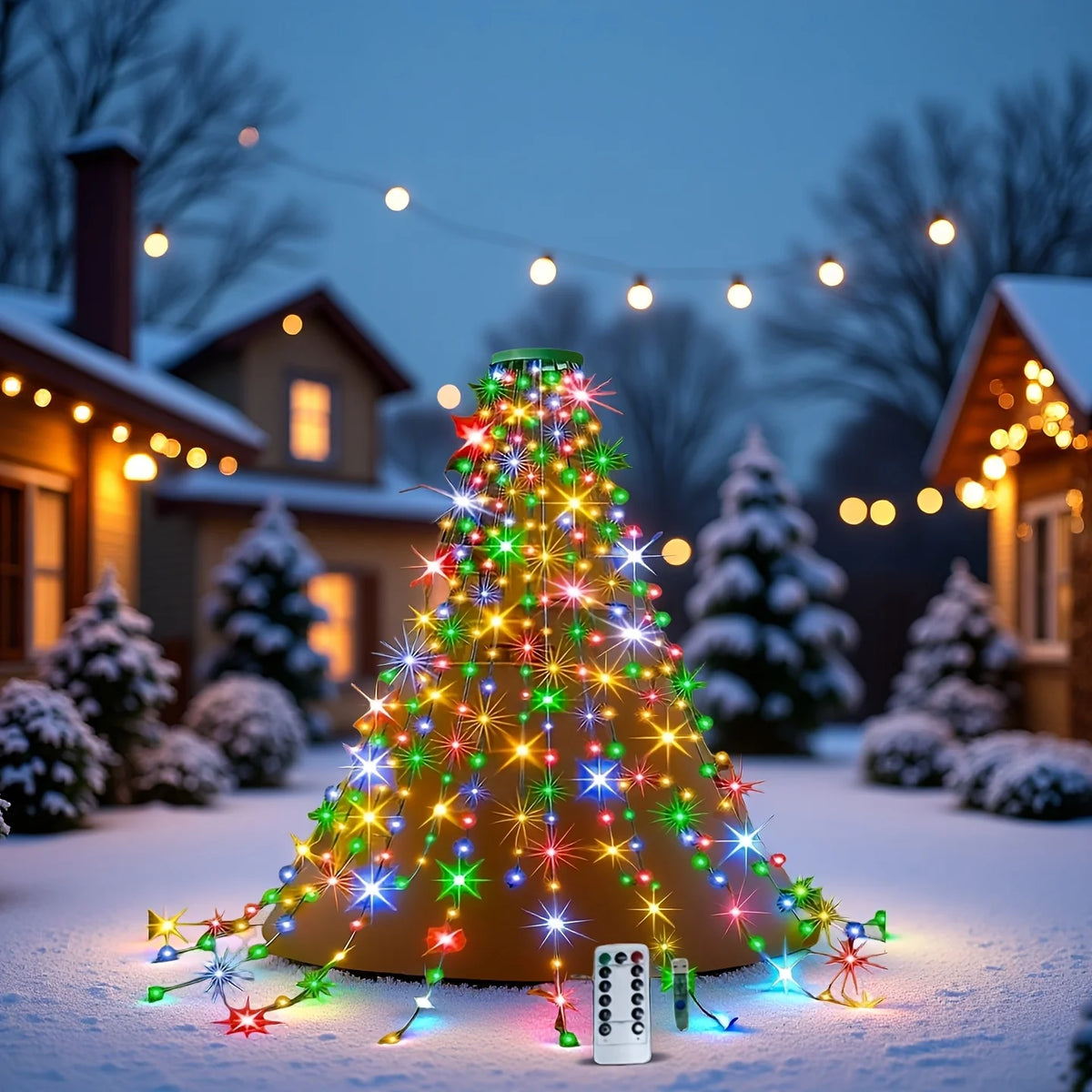 Christmas Tree Waterfall Lights-400/320High-Brightness LEDsUSB&Remote Control,8Lighting Modes Indoor/Outdoor Christmas TreeDeco