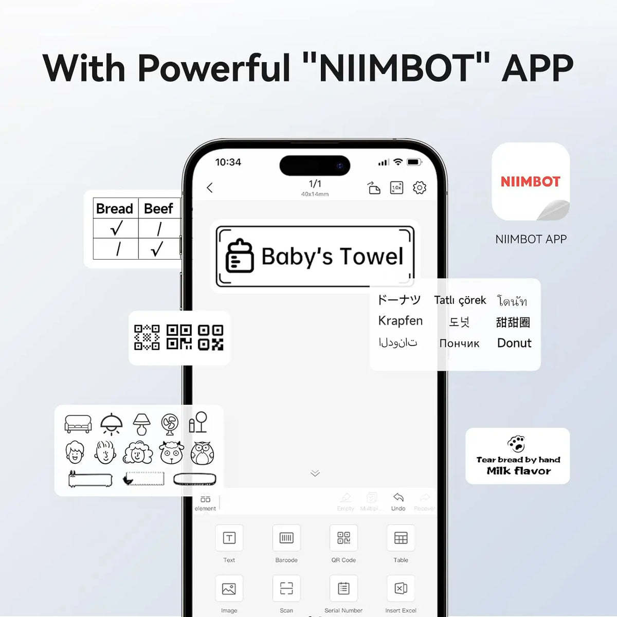 Niimbot 200dpiB21 300dpi B21PRO Label Maker Tag Price Portable Thermal Label Printer with White Photo Labels for Bakery/Business