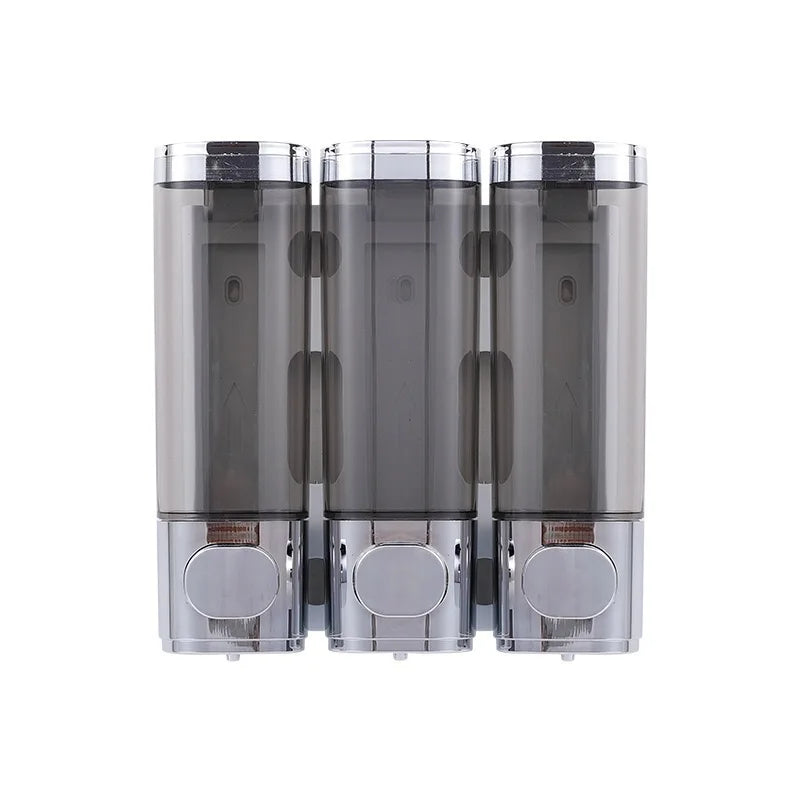 Liquid Soap Dispenser Three-Head  Shower and Lotion Dispenser Waterproof Shampoo Gel Container Wall Mount with Clear Window