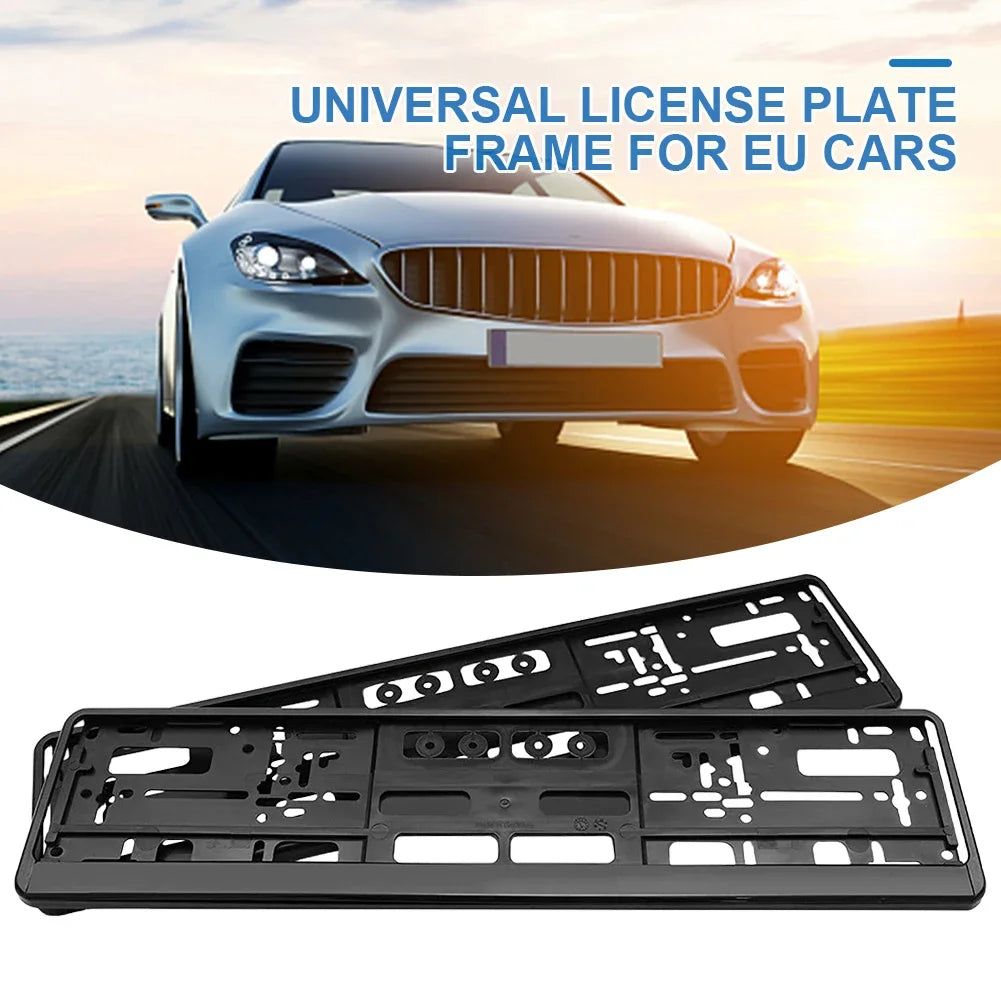2Pcs Black EU Standard License Plate Holder Bracket Frame Anti-corrosion Waterproof Durable Car Auto Accessories Mount Cover