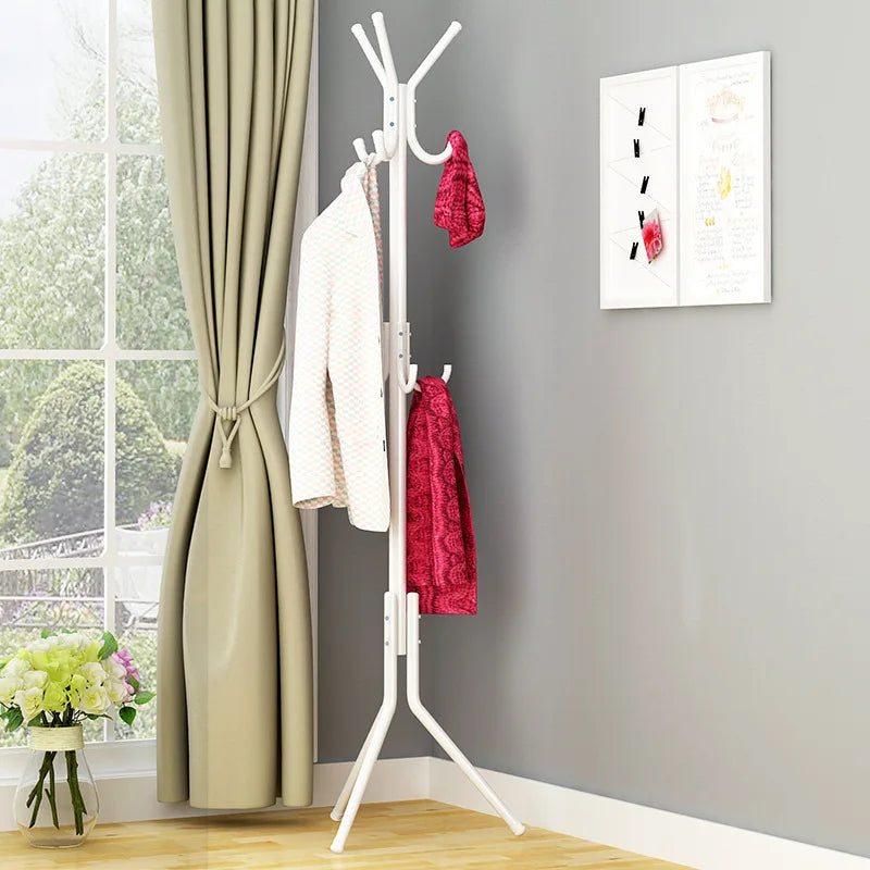 Adjustable Metal Coat Rack with 9 Hooks — Multi-Functional Single-Rod Clothing Rack, Column-Style Coat Rack, Upright Clothing Storage, Suitable for Home, Office, Dressing Room, Bedroom, Living Room, and Hallway — Special