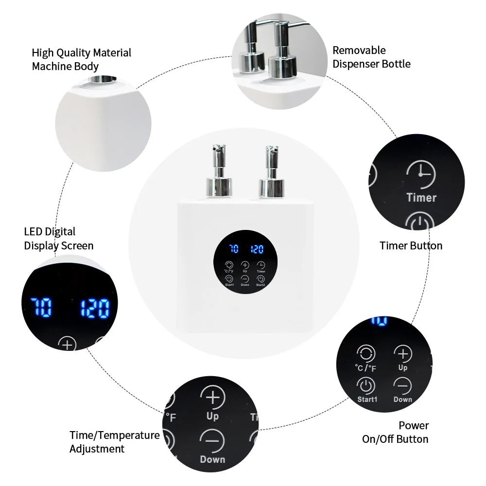 Double Bottle Massage Oil Heater Electric Lotion Cream Heater LED Display Baby Bottles Sub Bottled For Family Professional Salon