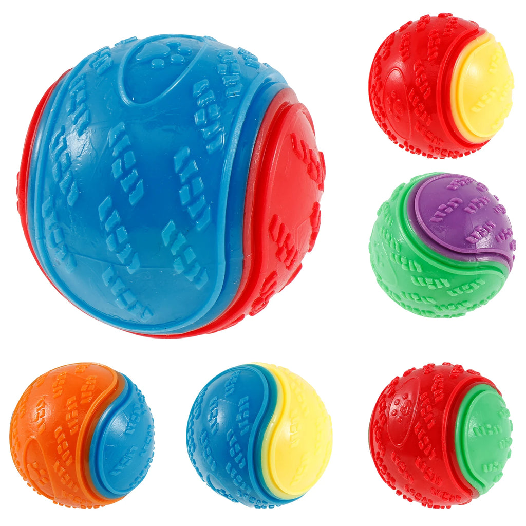 6Pcs Squeaky Balls Toys Dogs Interactive Toys TPR Dog Chew Toy for Dog Pet Teeth Cleaning Bite Resistance  Pet Supplies