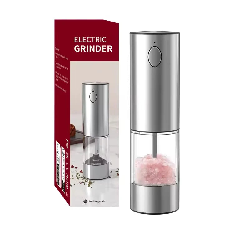 1/2pcs Automatic Pepper Grinder Salt And Pepper Grinder USB Rechargeable Adjustable Coarseness Spice Mill for Kitchen Tool