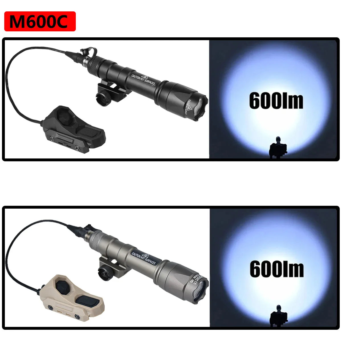 Surefire M300C M600C Tactical Airsoft Scout Light Rifle Gun AR15 Flashlight With UNITY AXON Dual Function Remote Pressure Switch