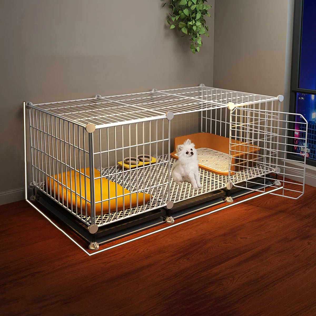 Dog Cage for Small Dogs Like Pomeranian, Teddy, Bichon, Warm Winter Pet Kennel for Medium-Sized Dogs with Separate Toilet Area