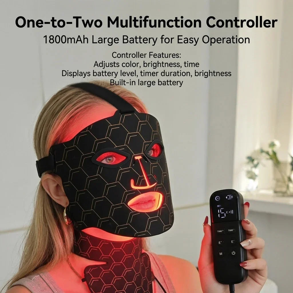 Wireless LED Face & Neck Mask Set, 160 LED Beads 7-Color Soft Silicone, Rechargeable Lightweight Facial Beauty Device, Comfort Fit Home SPA Skincare Tool for Skin Radiance & Fine Lines
