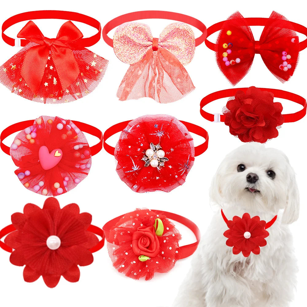 50PS Small Dog Cat Bowtie Cute Bulk Lace Pet Dog  Bowties Collar For Dogs  Grooming Accessories Pet Supplies For Small Dogs
