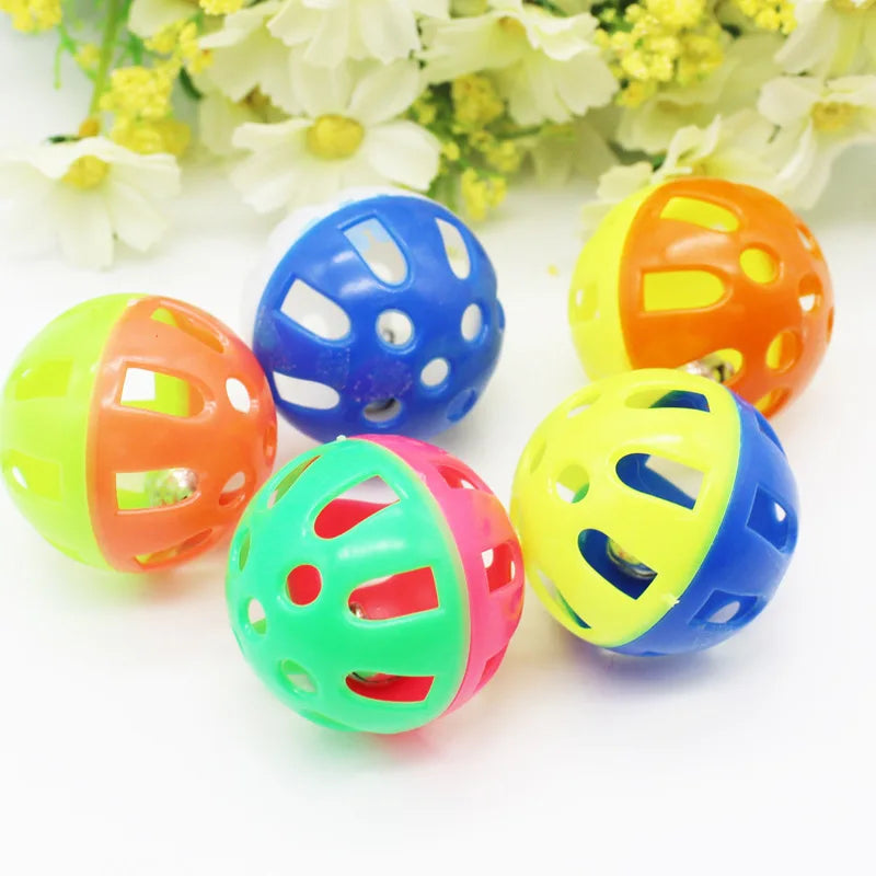 Jingle Bell Ball Cat Toy Plastic Rattle Chew Scratching Ball Interactive Cat Training Toy Pet Supplies