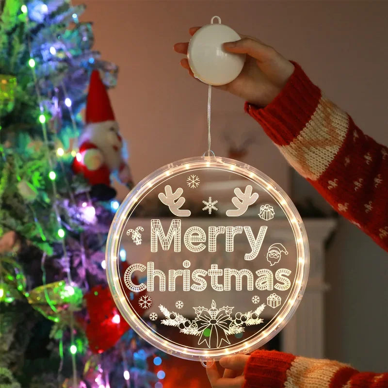 Merry Christmas LED Fairy Lights Santa Claus Elk Living Doors Windows Decoration New Year Gift  Christmas Tree Hanging Light