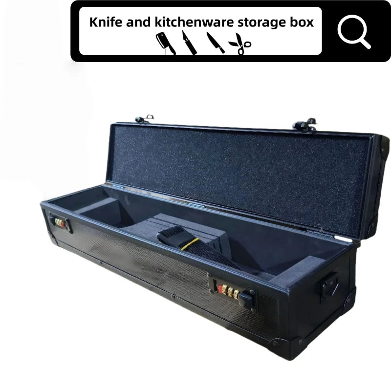 Multi-functional Kitchen Cooking Chef Knife Storage Case Knives Holder Aluminum Combination Lock Tools Case Knife Organizer