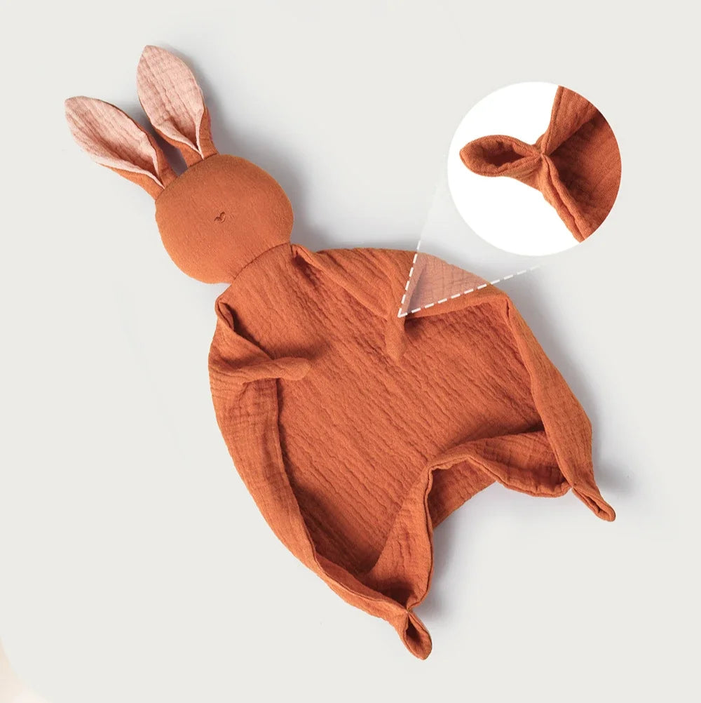 Baby Soothing Towel 100% Cotton Infant Animal Cartoon Handkerchief Rabbit Style Kids Sleep-help Toy Gauze Appease Sleep Aid Doll