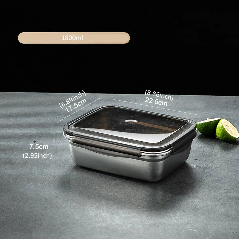 1x Lunch Box Bento Box 304 Stainless Steel Family Refrigerator Food Storage Containers Portable Outdoor Lunch Boxes 7 Sizes