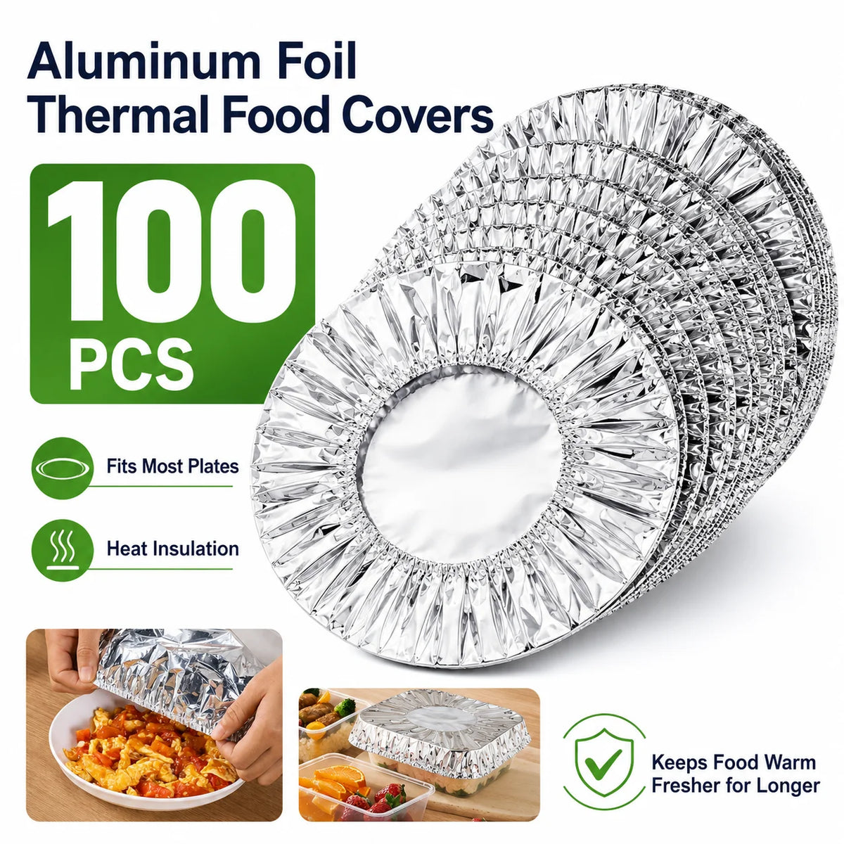 Easy Use Quick Cover Reusable Multi Size Aluminum Foil Food Covers Eco Friendly Kitchen Bowl Dish Storage Lids No Mess Home Use