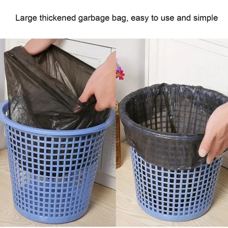 100/300/500PCS Black Disposable Garbage Bag Roll Plastic Trash Bags for Household Kitchen Bathroom Travel