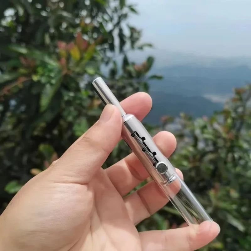 5-Level Adjustable Dry Herb Pipe, Metal Smoking Pipe with Glass Tube, Reusable Durable Tobacco Pipe Smoking Accessories