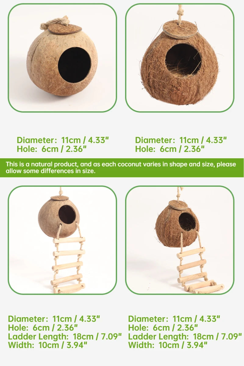 Hamster House Bite-resistant Natural Coconut Cage for Small Pets, Guinea Pig Hamster Hideout, Wooden Toy House, Pet Supplies