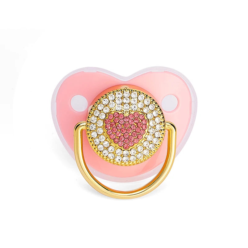 Newborn Pacifier Baby Shower Gift Bling Baby Dummy Silicone BPA Free Infant Nipple New Born Pacifiers For Babies I Love Mum Dad