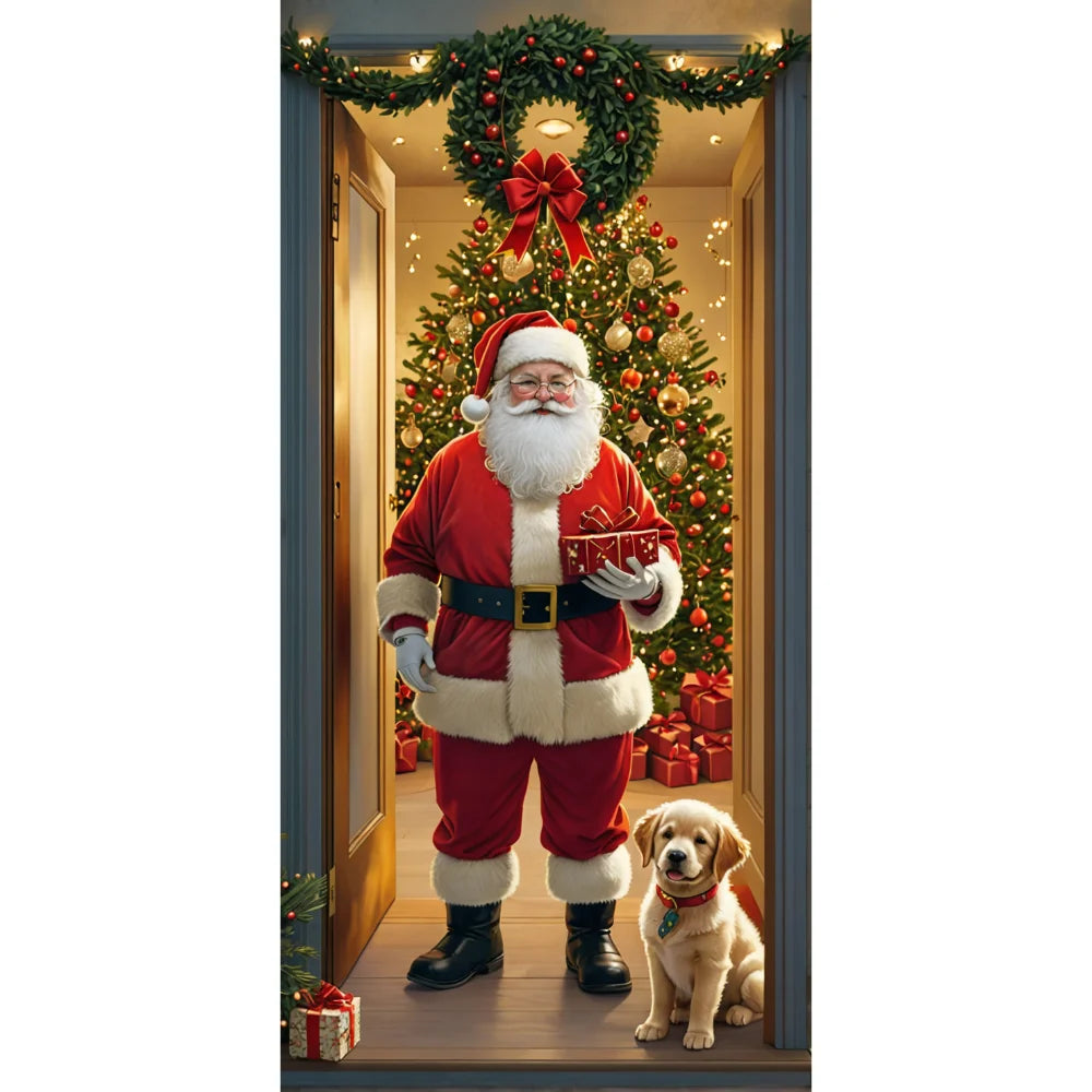 Christmas Door Hanging Banner Merry Christmas Decoration For Home  Navidad Christmas Wall stickers Xmas Gift New Year