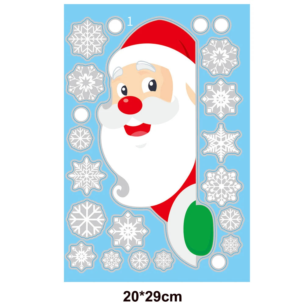 Christmas Window Stickers Santa Claus Reindeer Snowflake Static Window Clings Merry Christmas Glass Decals New Year Party Decors