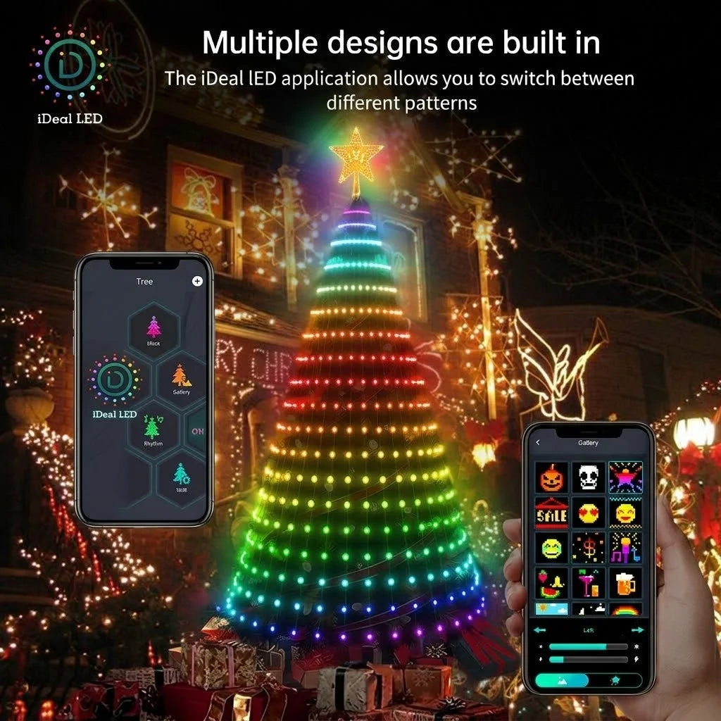 Smart Christmas Tree Lights Fairy LED Lights with Star Topper DIY Color Changing App Remote for Christmas Tree Decor 400LEDs
