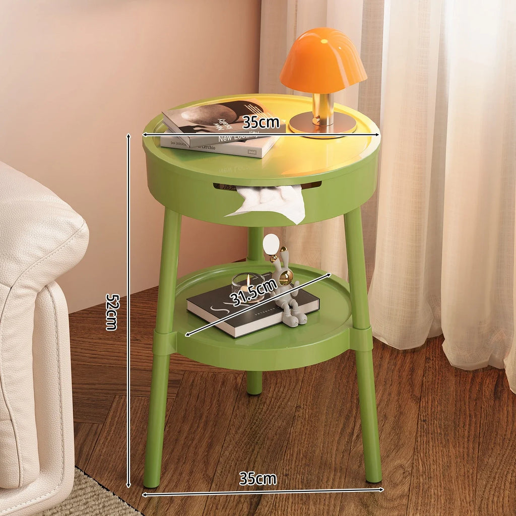 White Round Coffee Tables Creative Fashion Furniture Minimalist Nightstand Modern Bedroom Mobile Side Table Personality Design