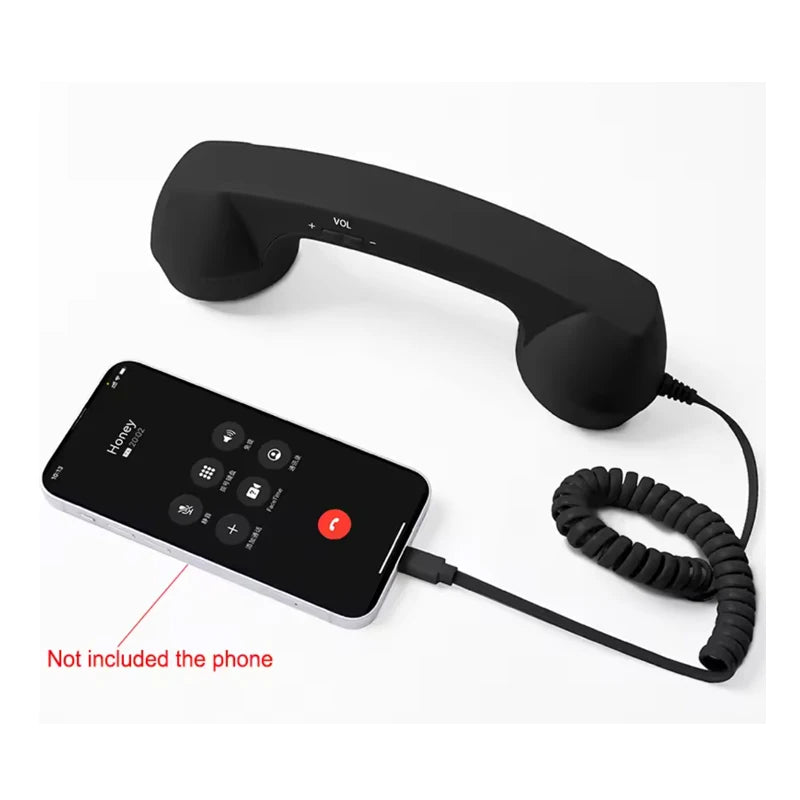 Retro Phone Handset Type-C Directly Plug Into Mobile Phone Handset For Cell Phones, Smartphone,Radiation Proof