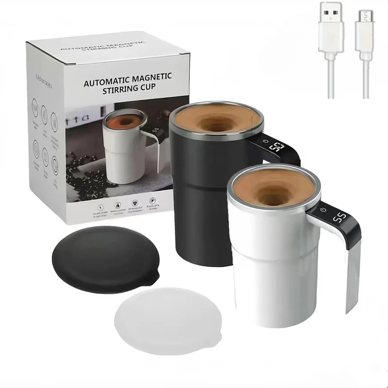 380ML Electric Coffee Self Mixing Mug IP67 Waterproof Coffee Stirring Mug USB Charging Digital Display Automatic Magnetic Cup