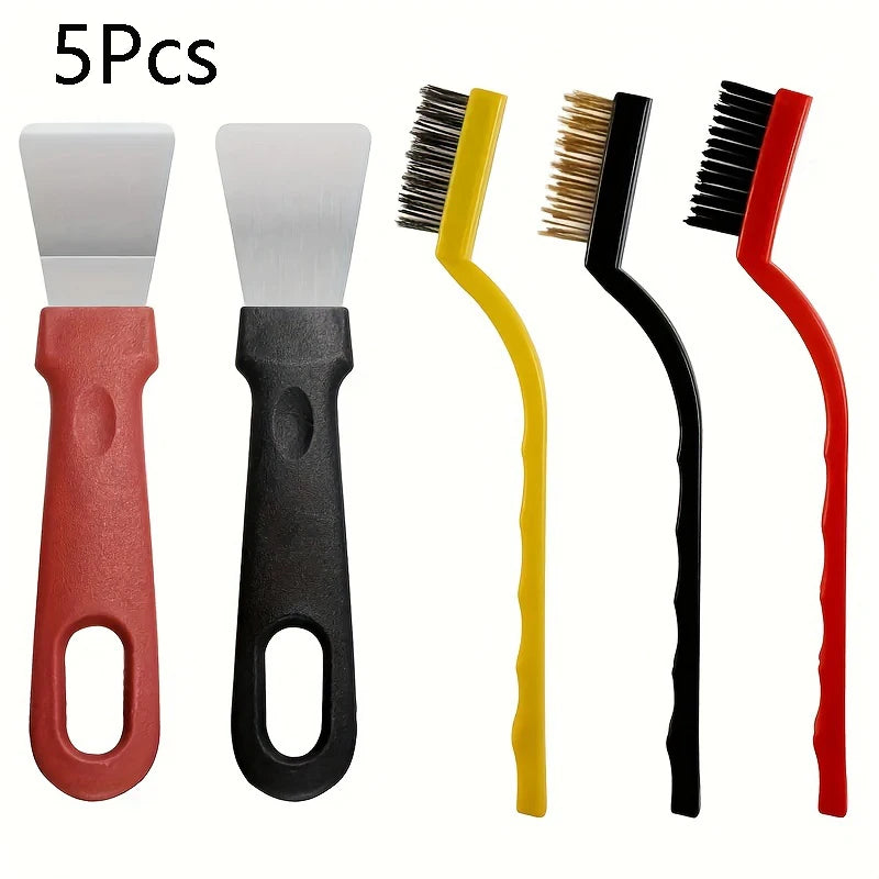 5/6/7pcs Cleaning Tool Set Multi-Surface Durable Brush Scraper for Gas Stove Range Hood Grime Removal Tools Home Outdoor Cleaner