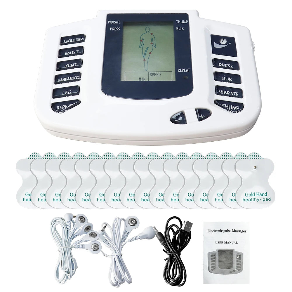 Electrical EMS Tens Massage 10 Modes 16 Pads Pulse Neuromuscular Muscle Stimulator Massager Machine Body Relaxation Device