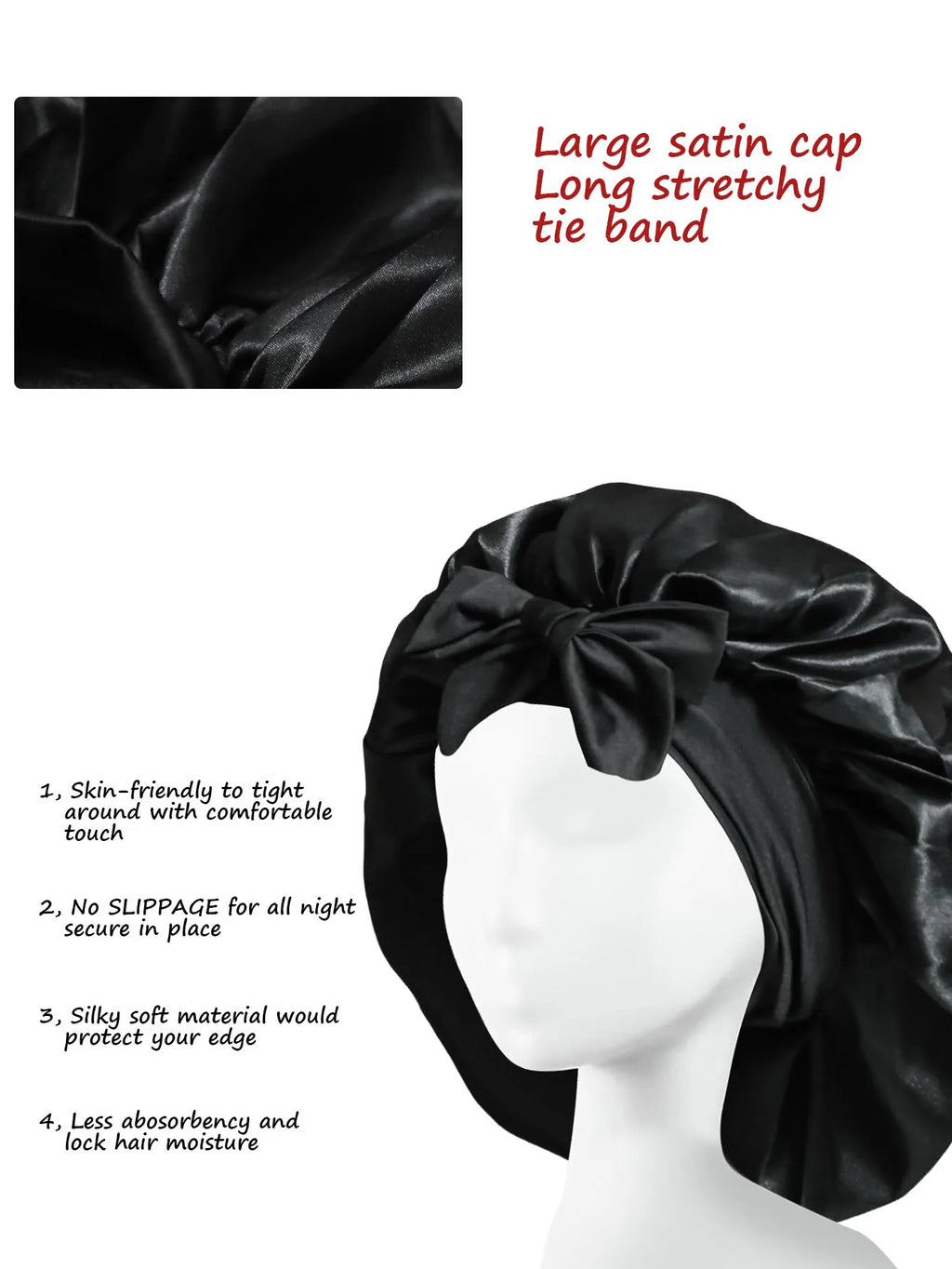 Satin Bonnet Silk Bonnet Adjustable Bonnet For Sleeping Hair Bonnet With Tie Band Bonnets For Women Men