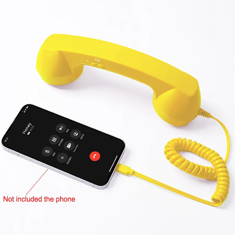 Retro Mobile Phone Handset Headphone Type-C Tangle Free Wire Landline Handle Receiver Telephone Style Handheld Phone Receiver