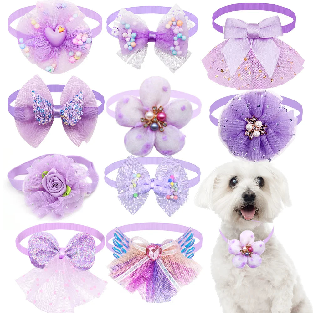 50PS Small Dog Cat Bowtie Cute Bulk Lace Pet Dog  Bowties Collar For Dogs  Grooming Accessories Pet Supplies For Small Dogs