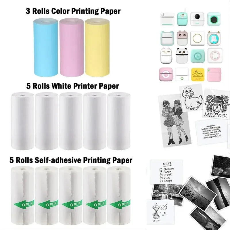 HD Mini Portable Thermal Printer 57mm Self-Adhesive Paper Label Sticker for Phone Picture Photo Printing Universal Portable Label