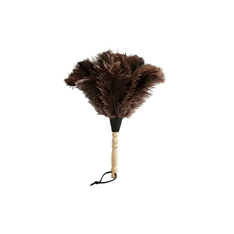 Ostrich Feather Duster with Wooden Handle Anti-static Dust Removal Brush for Home Office Furniture Daily Cleaning Tools