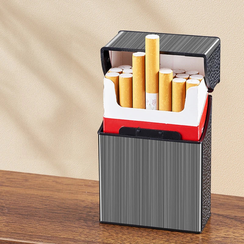 Portable Cigarette Case Metal Smoking Cigarette Box 20pcs Capacity Tobacco Holder Cigarettes Pack Cover Storage Box Men's Gadget