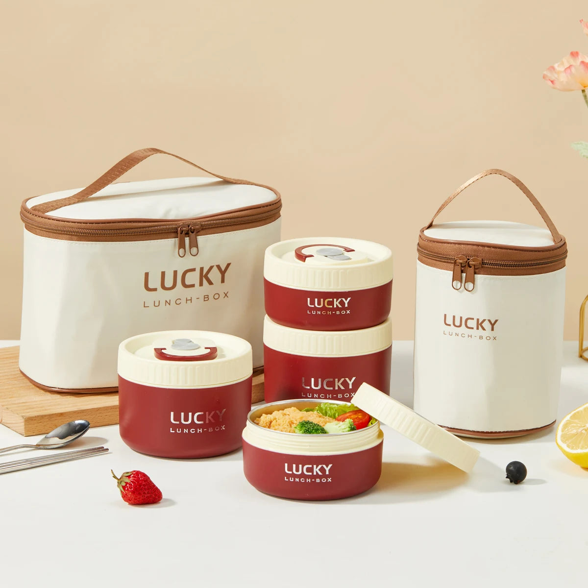WORTHBUY Sealed Lunch Box 304 Stainless Steel Insulated Bento Box Portable Leak Proof Thermal Food Container Microwave Soup Jar