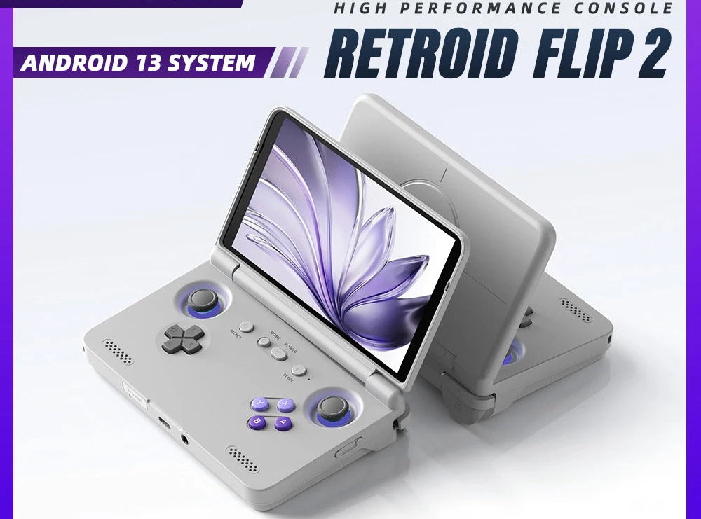 Retroid Pocket Flip2 Handheld Game Console 5.5'' AMOLED Screen Video Output MTK Snapdragon Processor Fans Cooling Fast Charging