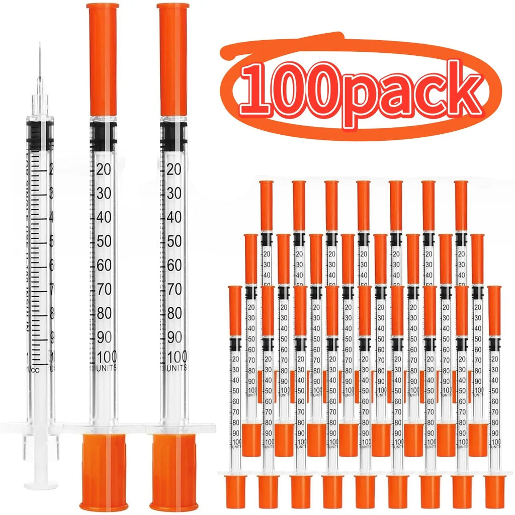 Syringe with Needles Pack of 20/70/100 0.5/1ml Dose Suitable for Pet Care And Laboratory Use