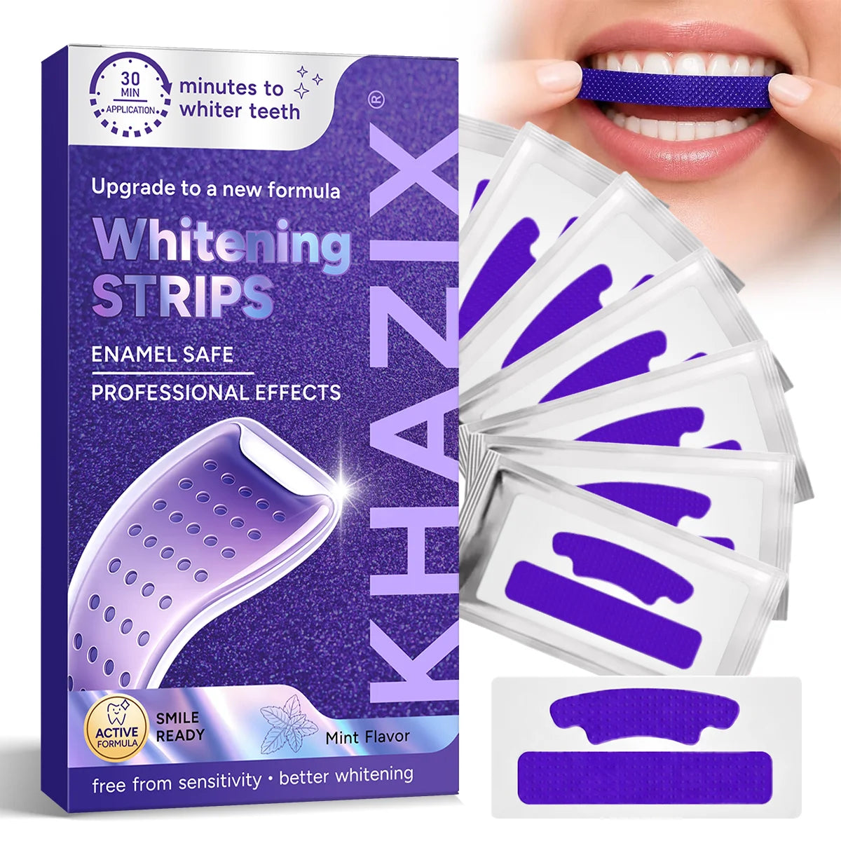 Teeth Whitening Strips Kit 2/3/7PCS, Gentle Purple Whitening Strips for Enamel Care and Brighter Looking Teeth.
