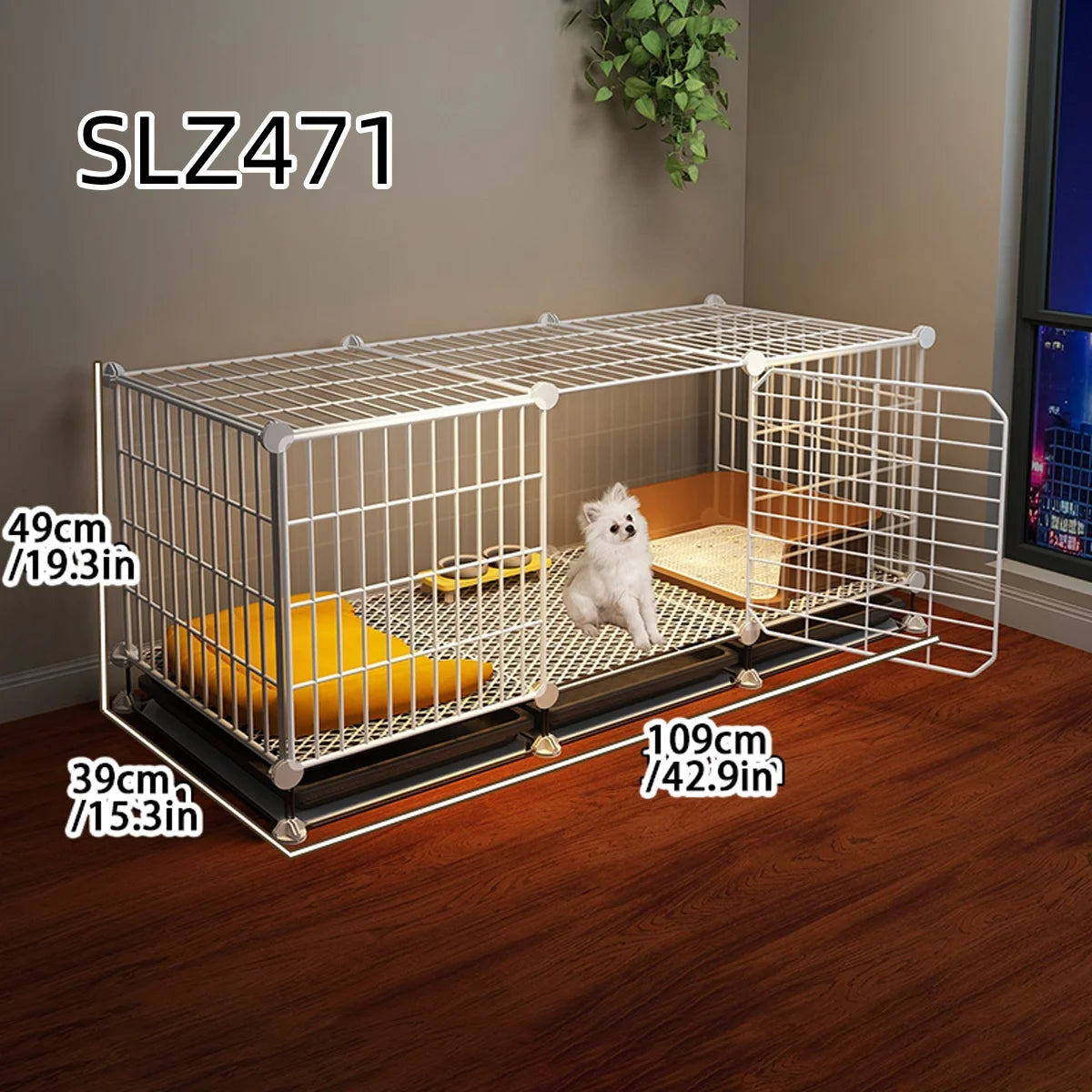 Dog Cage for Small Dogs Like Pomeranian, Teddy, Bichon, Warm Winter Pet Kennel for Medium-Sized Dogs with Separate Toilet Area