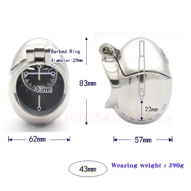Stainless Steel Fully Restraint Male Chastity Devices With Thorn Ring,Scrotum Ball Stretcher,Metal Cock Cage,BDSM SexToy For Men