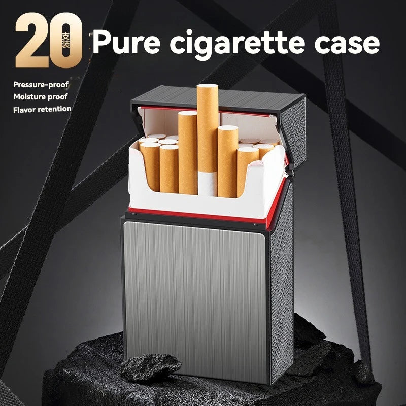 Portable Cigarette Case Metal Smoking Cigarette Box 20pcs Capacity Tobacco Holder Cigarettes Pack Cover Storage Box Men's Gadget