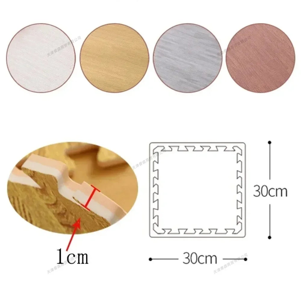 8/16Pcs Wood Baby Play Mat Floor Rug Thickened Foam Floor Children's Non-slip Crawling Pad Suitable for Living Room and Bedroom